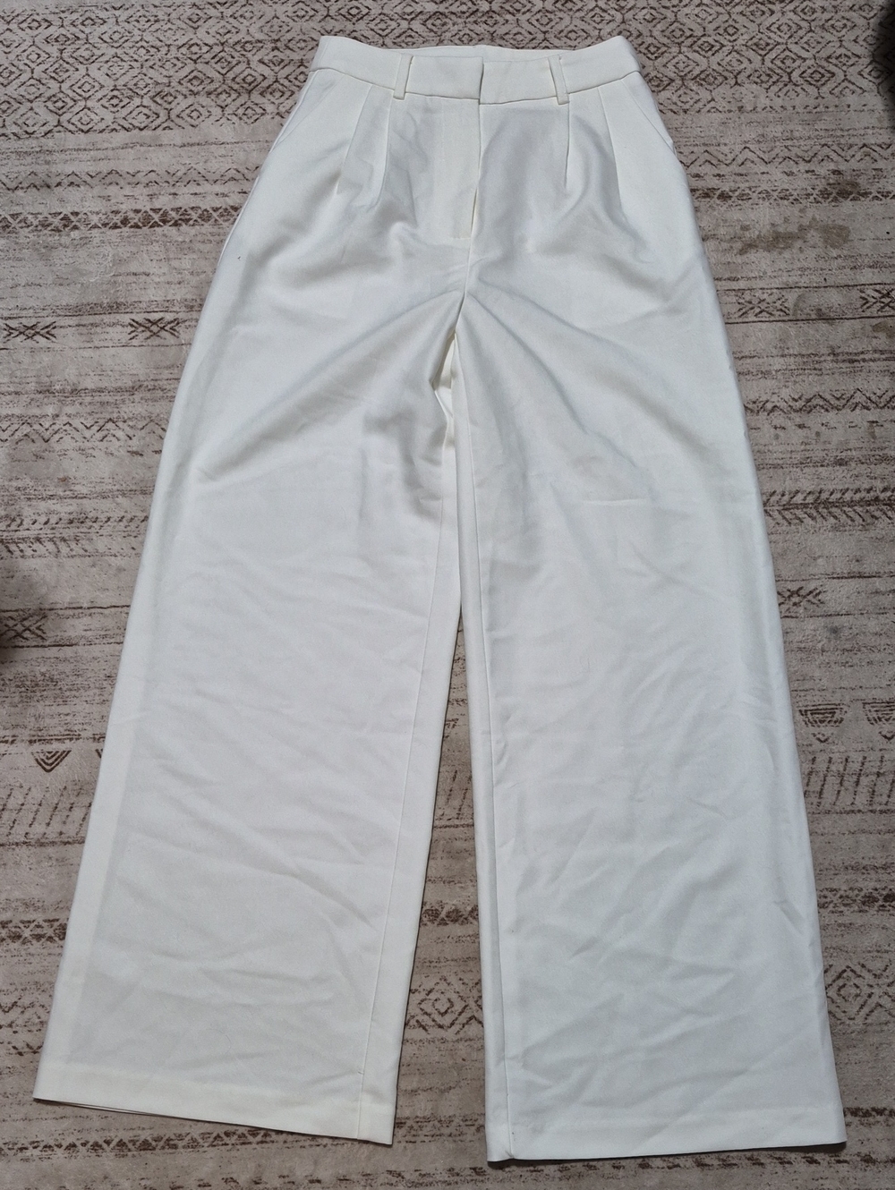 Commense Women's Wide-Leg High-Rise Pants in Cream